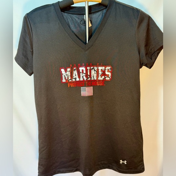 Under Armour Small “Marines – Protect This House” V-Neck Tee Patriot Shirt - Picture 2 of 8